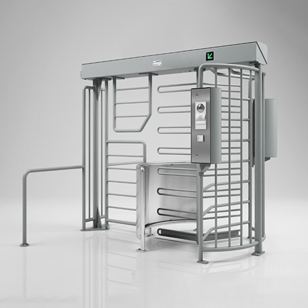 Magnetic AutoControl MPB Full-Height Pedestrian Rotary Turnstile with Combination Motorized Bicycle Gate (115V) - Powder Coated RAL7042, Bicycle Door SS316