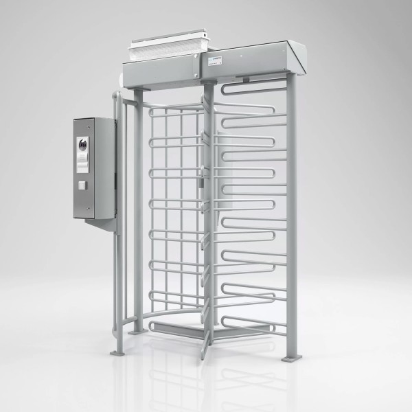 Magnetic Full-Height Turnstile Single-Lane Electro-Mechanical; Fully Powder Coated in RAL 7042 - MPT33C-C300G
