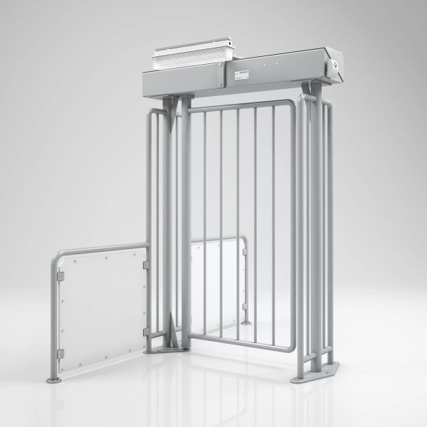 Magnetic Perimeter Full Height Modular Add-On Motorized Pedestrian Gate (Frame and Top Cover Fully Powder-Coated RAL 7042) - MPG-162C-C100