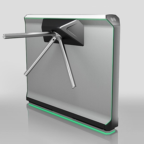 Magnetic mTripod Pivot-Arm Waist-Height Turnstile, Short Housing, Black Side Panels, Silver Top, IP54 Protection No Drop Arm Mechanism