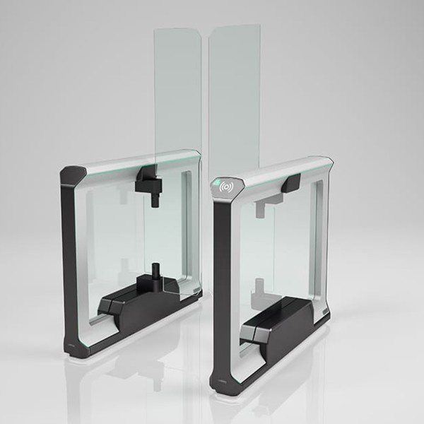 Magnetic Pedestrian mWing Single Lane Platform for 1,800 mm High Glass Panel Barriers (23.6" Passage Width)