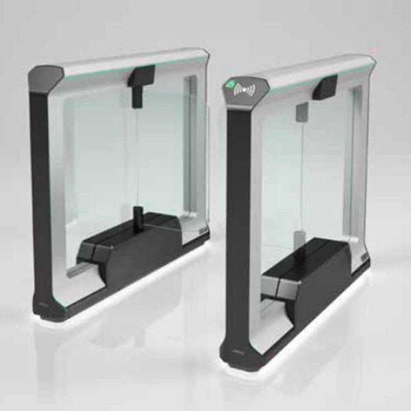 Magnetic Pedestrian mWing Single Lane Platform For Waist High Glass Panel Barriers (23.6" Passage Width)
