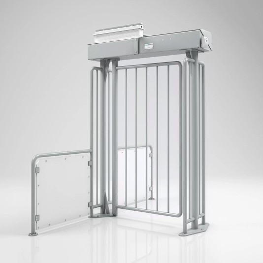 Magnetic Perimeter Full Height Modular Add-On Motorized SS 316 Pedestrian Swing Door Gate (Frame and Top Cover Fully Powder-Coated RAL 7042) - MPG-162C-C140